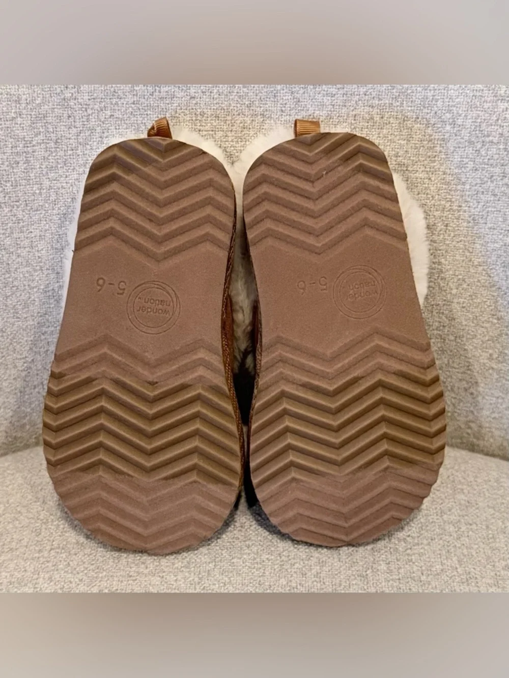 NWT Wonder Nation Toddler/ Youth chestnut faux suede/ fur slippers